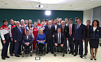 PRESIDENT OF THE RUSSIAN FEDERATION VLADIMIR PUTIN IN SOCHI, WITHIN THE FRAMEWORK OF THE INTERNATIONAL DAY OF DISABLED PEOPLE, MET WITH PARALYMPIC ATHLETES IN THE LEAD OF VLADIMIR LUKIN AND PAVEL ROZHKOV