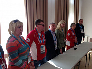 The Chef de Mission of the Russian National Paralympic Games, first vice President of the Russian Paralympic Committee, Pavel Rozhkov arrived at the Paralympic Village to visit Russian National Hockey Sledge Team, who arrived to Sochi